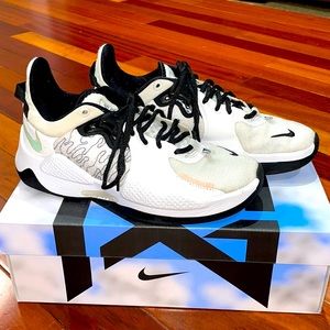 Nike Paul George 5 basketball sneakers- “White Black”